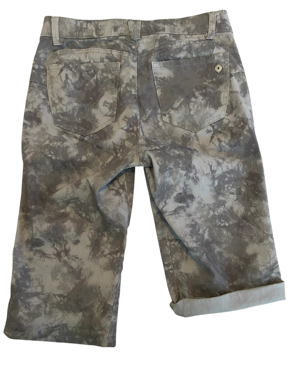Democracy Ab Solution Stretch Denim Bermuda Shorts Green Gray Size 6 New - Picture 2 of 11